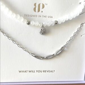 Bomb Party Spring Luxe Layers Majestic Moments White and Silver Necklace Set